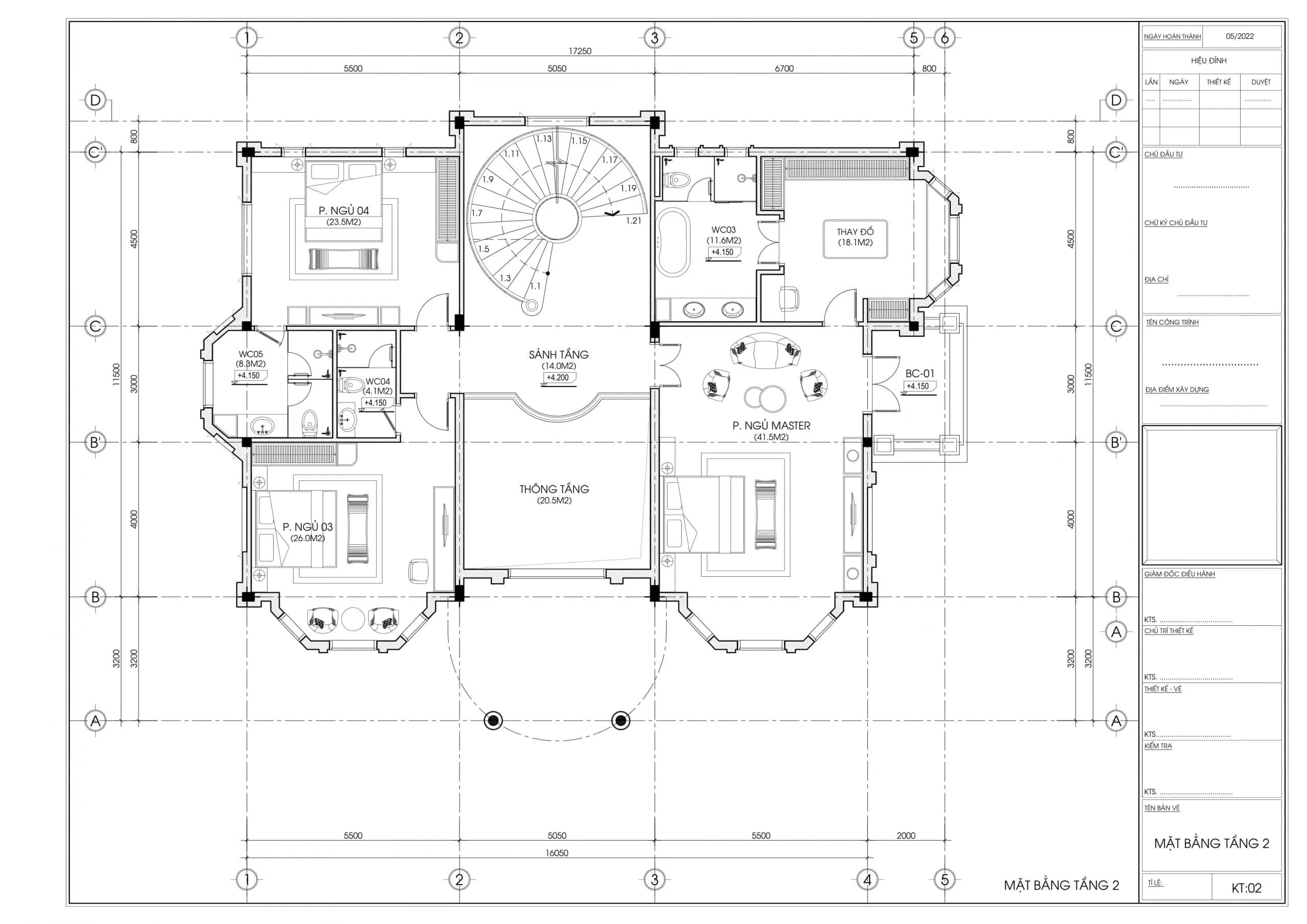 Mặt bằng công năng tầng 2